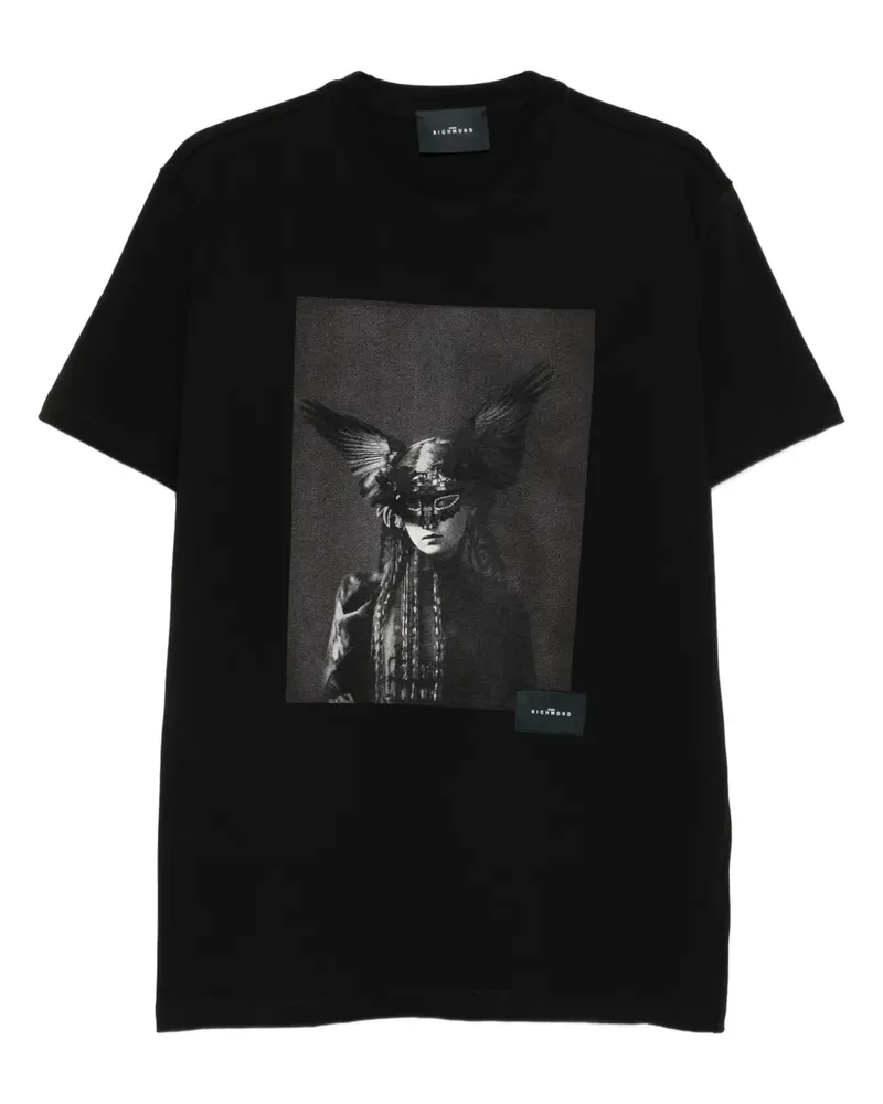 John Richmond T-Shirt mit grafischem Print - Schwarz Schwarz