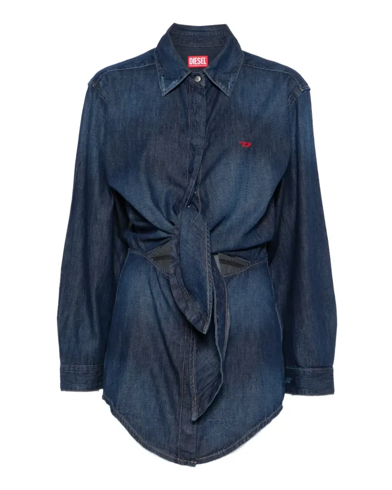 Diesel Kleid mit Bindegürtel - Blau Blau