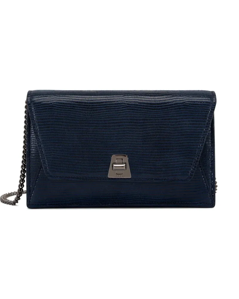 Akris Anouk chain-strap lizard-effect clutch bag - Blau Blau