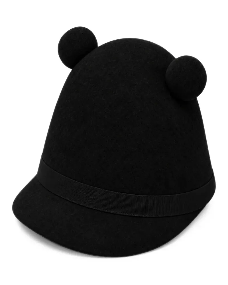 Henrik Vibskov Jockey Kappe mit Bommel - Schwarz Schwarz