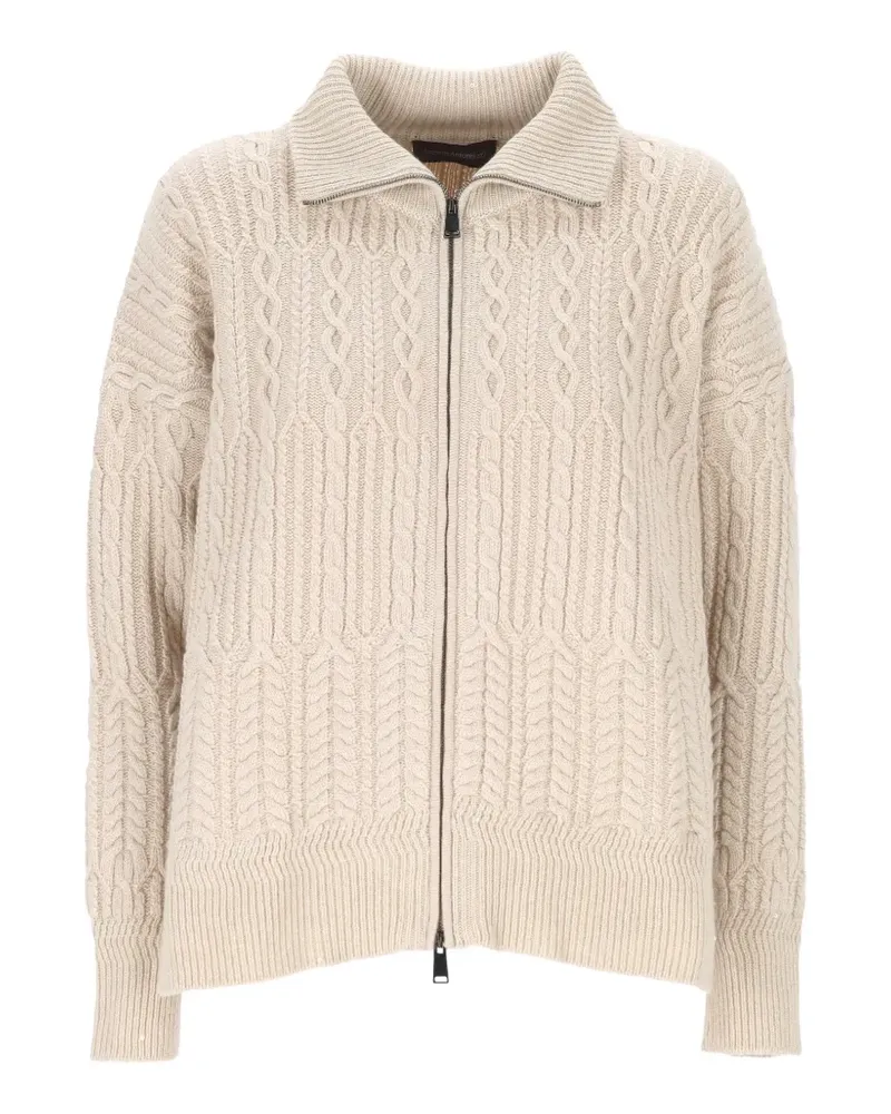 Lorena Antoniazzi Zopfmuster-Pullover mit Reißverschluss - Nude Nude