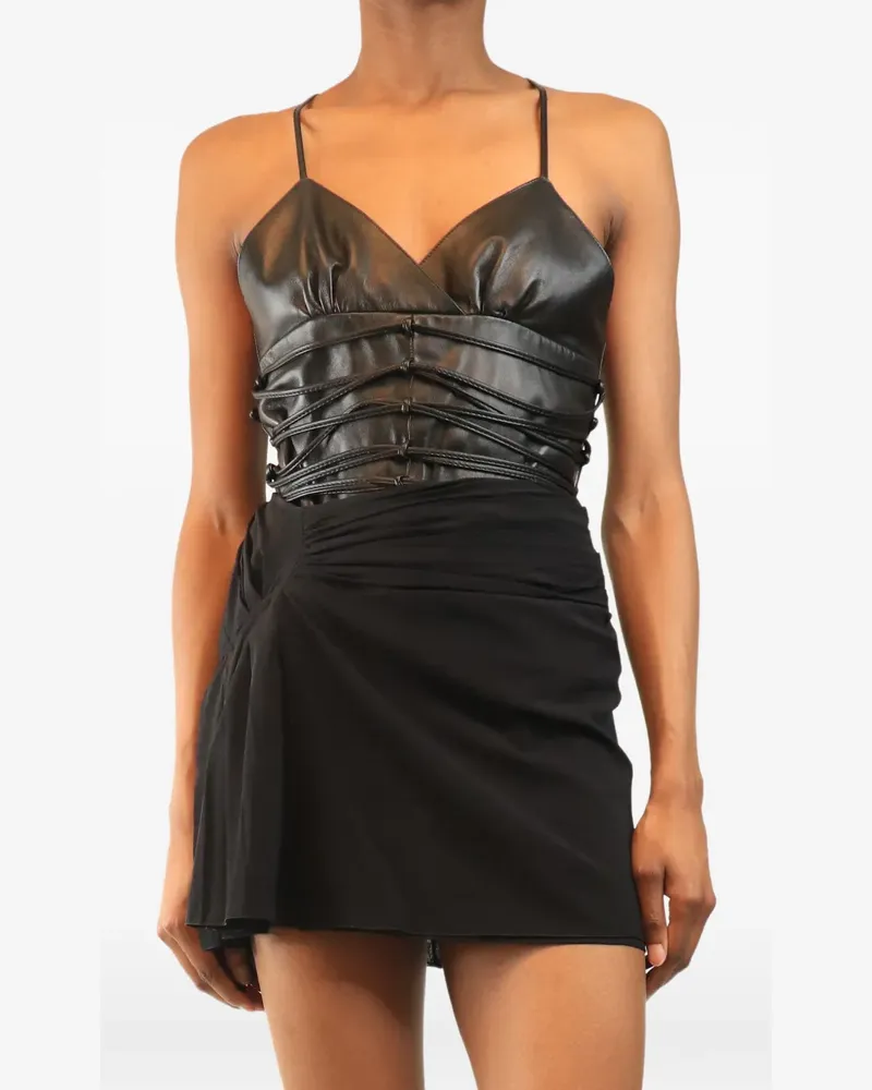 16ARLINGTON Iris lace-up leather top - Schwarz Schwarz