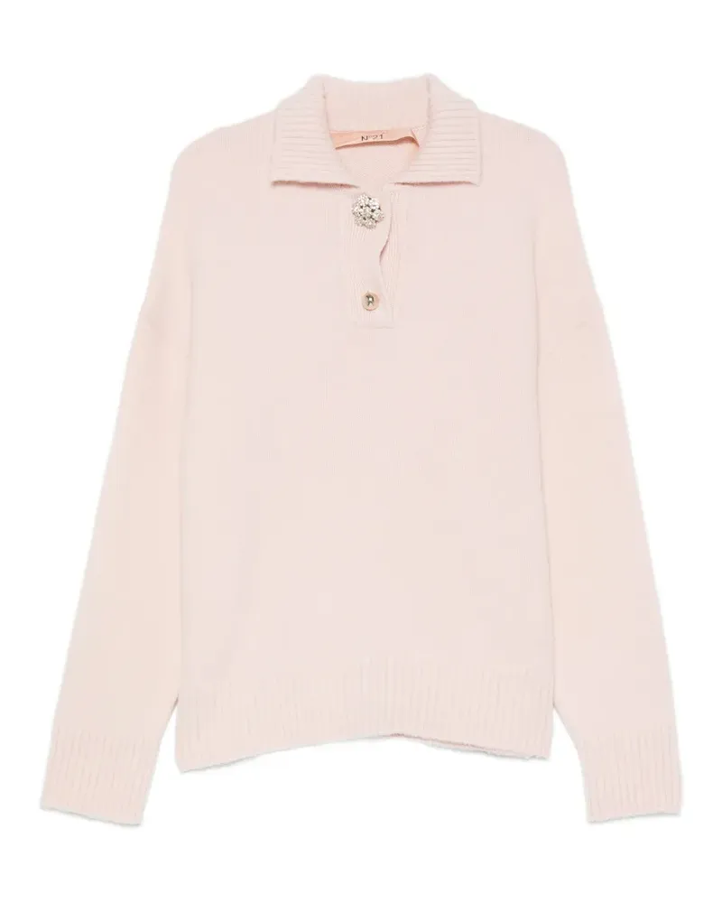 N° 21 crystal-embellished spread-collar sweater - Rosa Rosa
