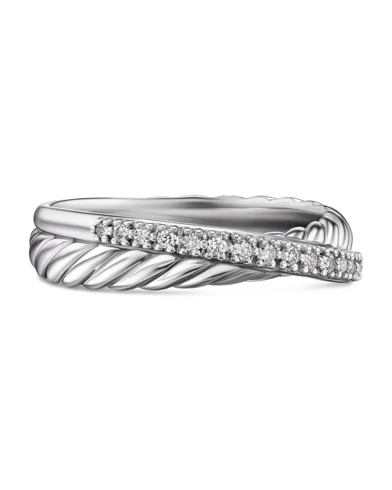 David Yurman Crossover Ring aus Sterlingsilber mit Diamant 3mm Silber