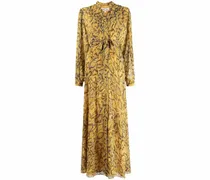 belted snake-print maxi dress - Gelb