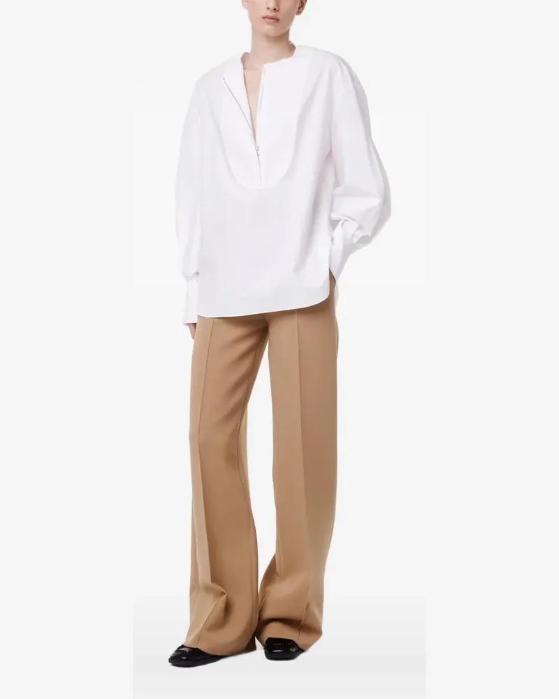 Another Tomorrow quarter-zip blouse - Weiß Weiß