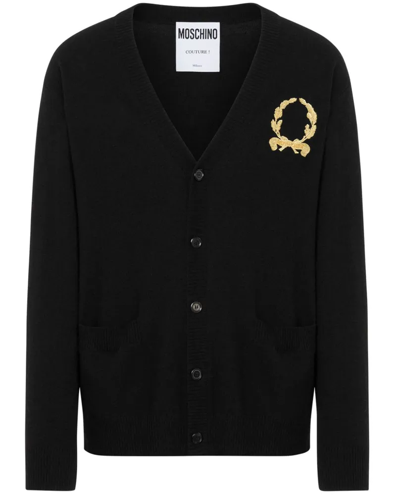 Moschino Cardigan mit Logo-Stickerei - Schwarz Schwarz