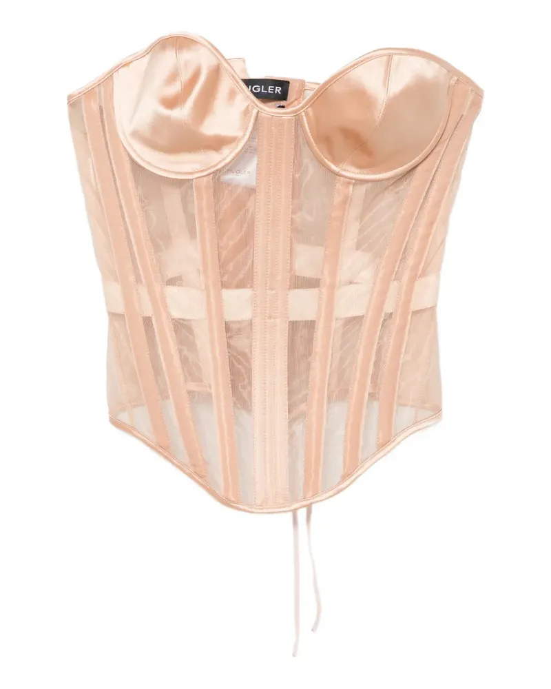 Thierry Mugler Semi-transparente Corsage mit Schnürung - Nude Nude