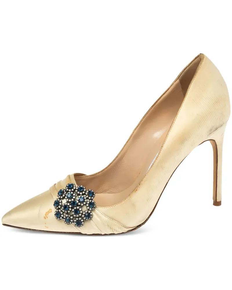 Manolo Blahnik Pumps aus Satin 100mm - Nude Nude