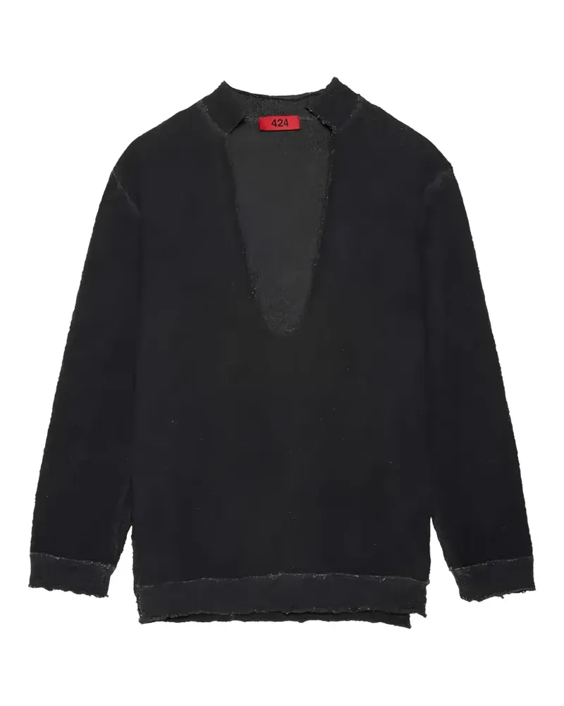 FourTwoFour on Fairfax frayed bouclé sweater - Schwarz Schwarz