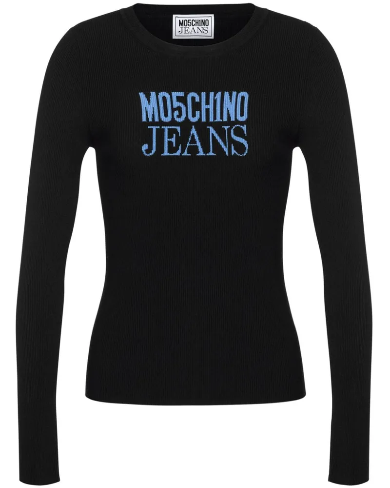 Moschino Geripptes Trägershirt mit Logo-Print - Schwarz Schwarz