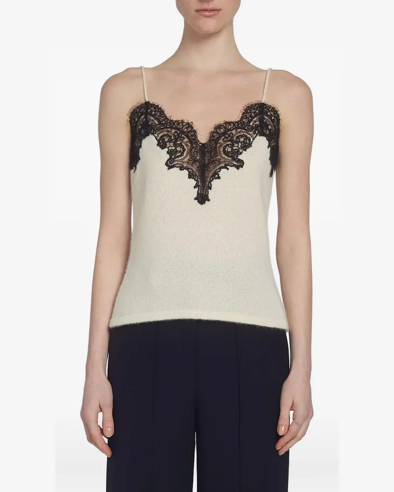 Adam Lippes Beatrix Camisole-Top mit Spitzenbesatz - Weiß Weiß