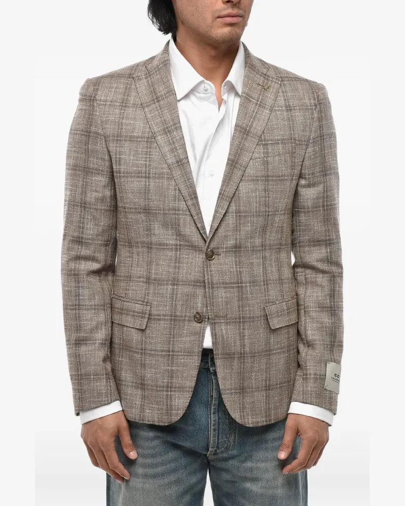 Corneliani single-breasted checked blazer - Braun Braun