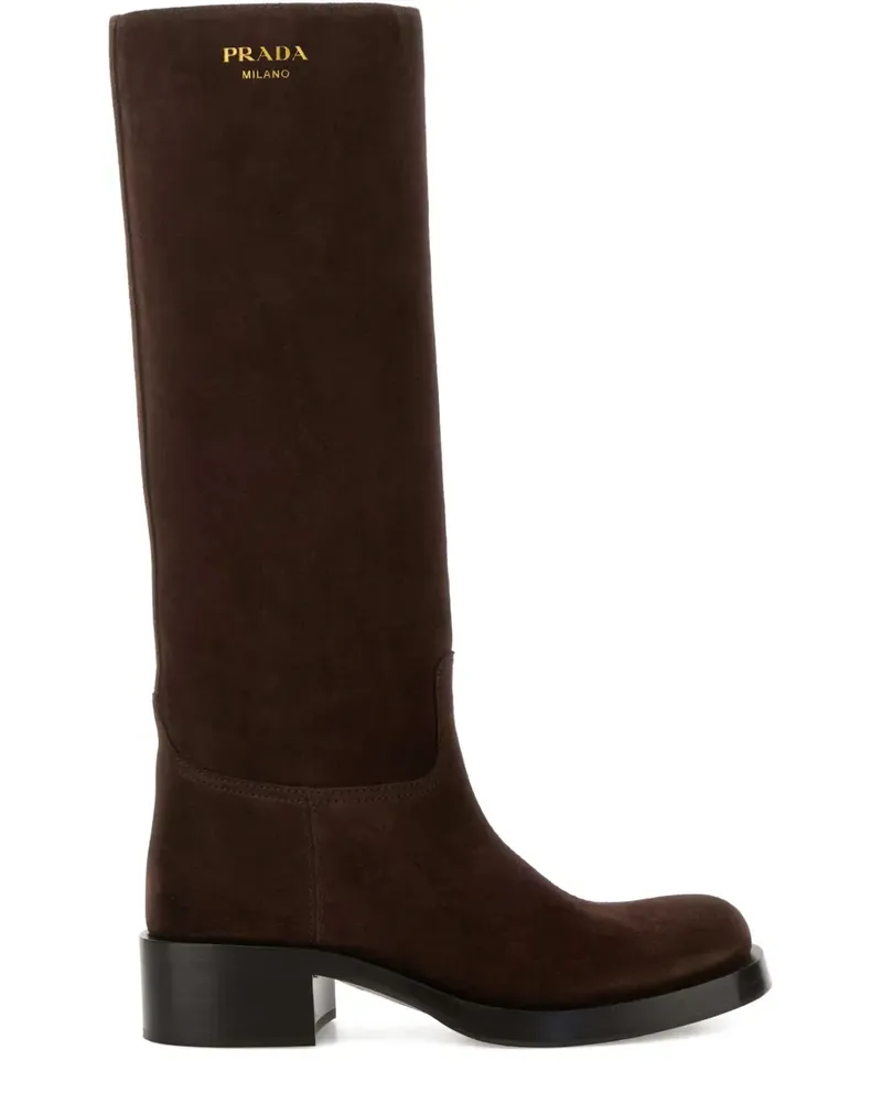 Prada suede ankle length boots - Braun Braun