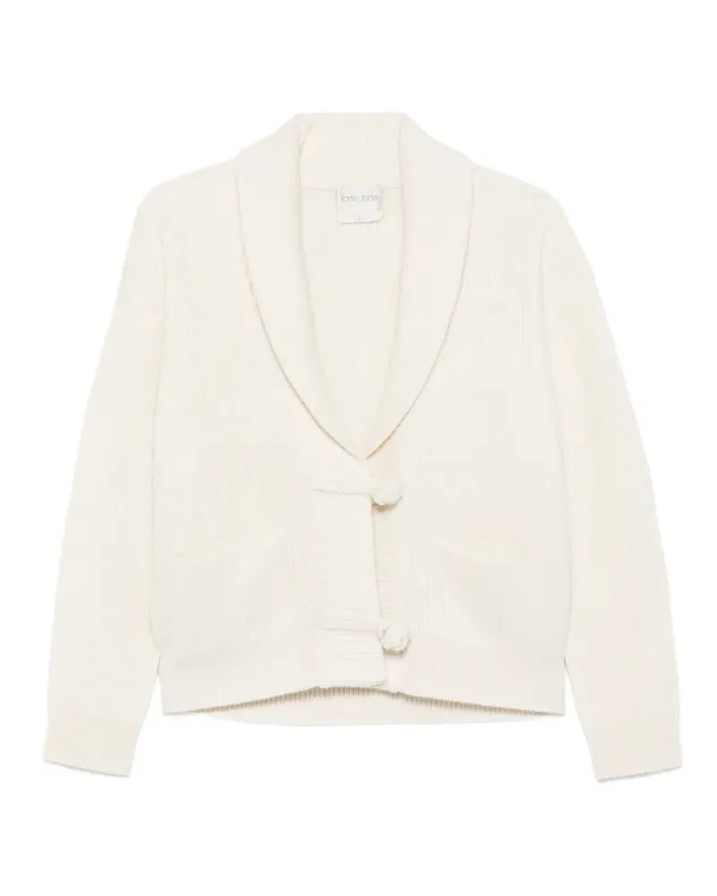 forte_forte ribbed-knit shawl-collar cardigan - Nude Nude