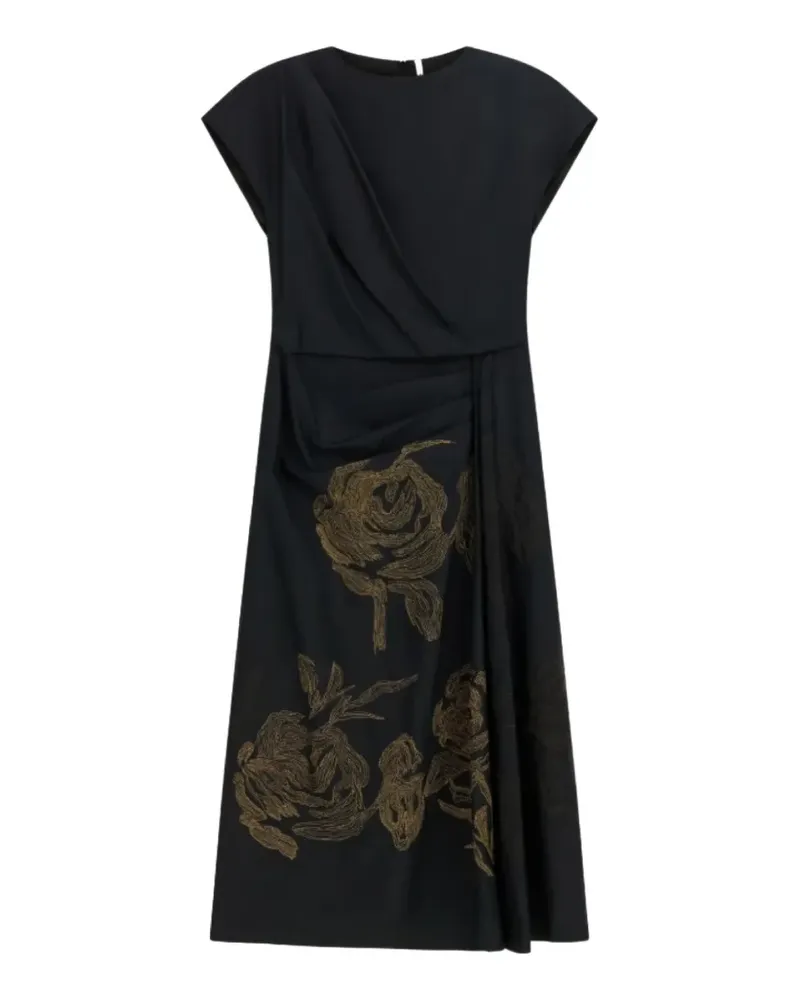Liviana Conti floral-embroidered draped dress - Schwarz Schwarz