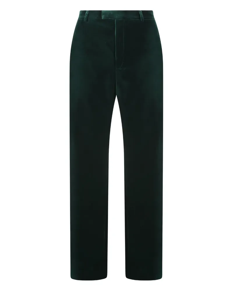 Gucci logo-embroidery velvet trousers - Grün Grün