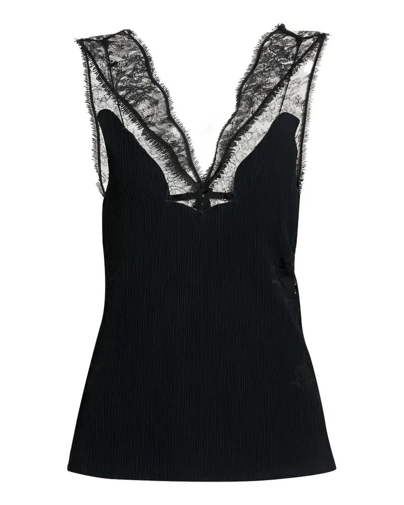 Givenchy lace-paneled plissé-crepe top - Schwarz Schwarz