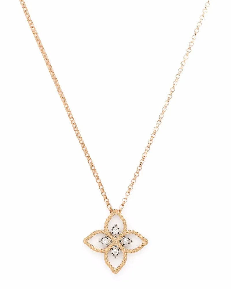 Roberto Coin 18kt Princess Flower Rotgoldhalskette mit Diamanten - Rosa Rosa