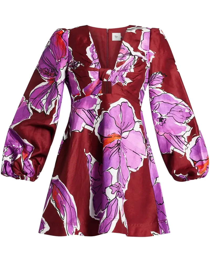 Aje. Minikleid mit Blumen-Print - Rot Rot