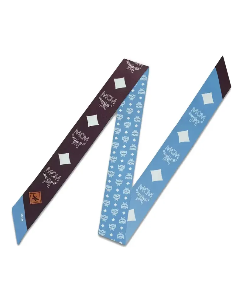 MCM reversible monogram-print silk scarf - Blau Blau
