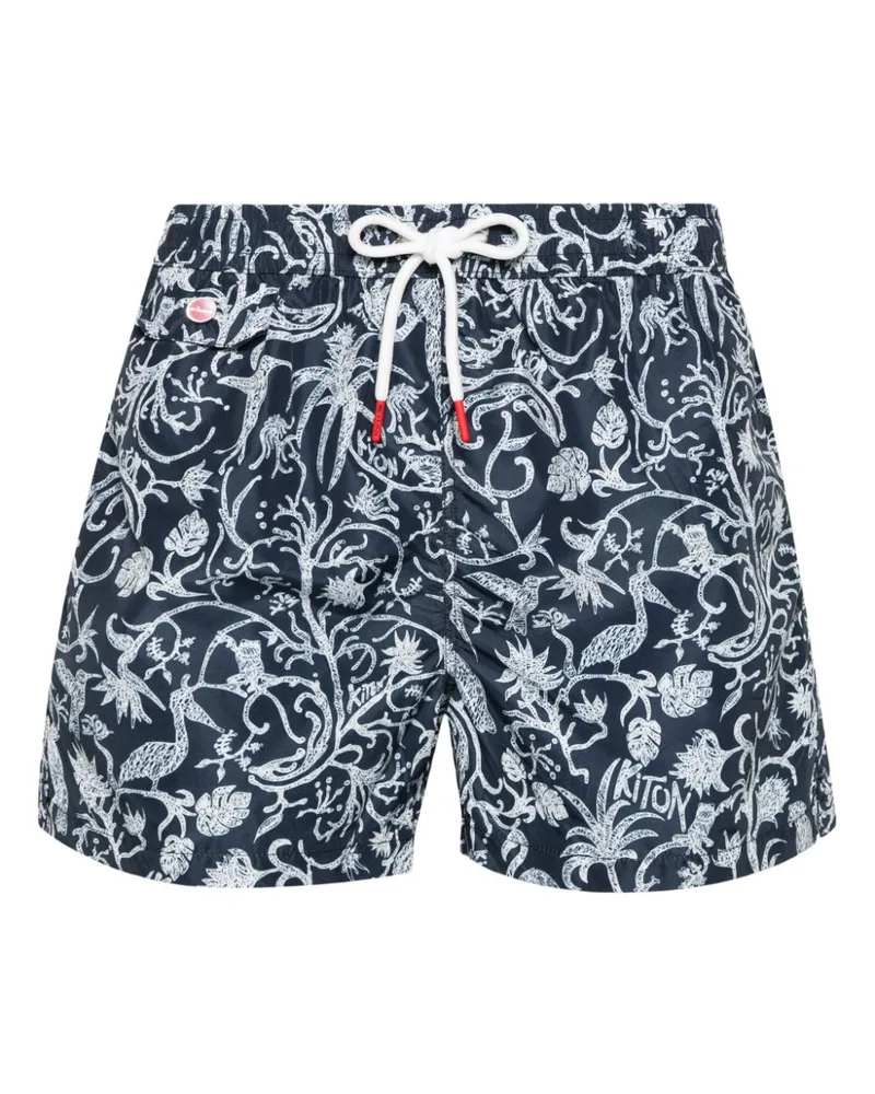 Kiton Badeshorts mit grafischem Print - Blau Blau