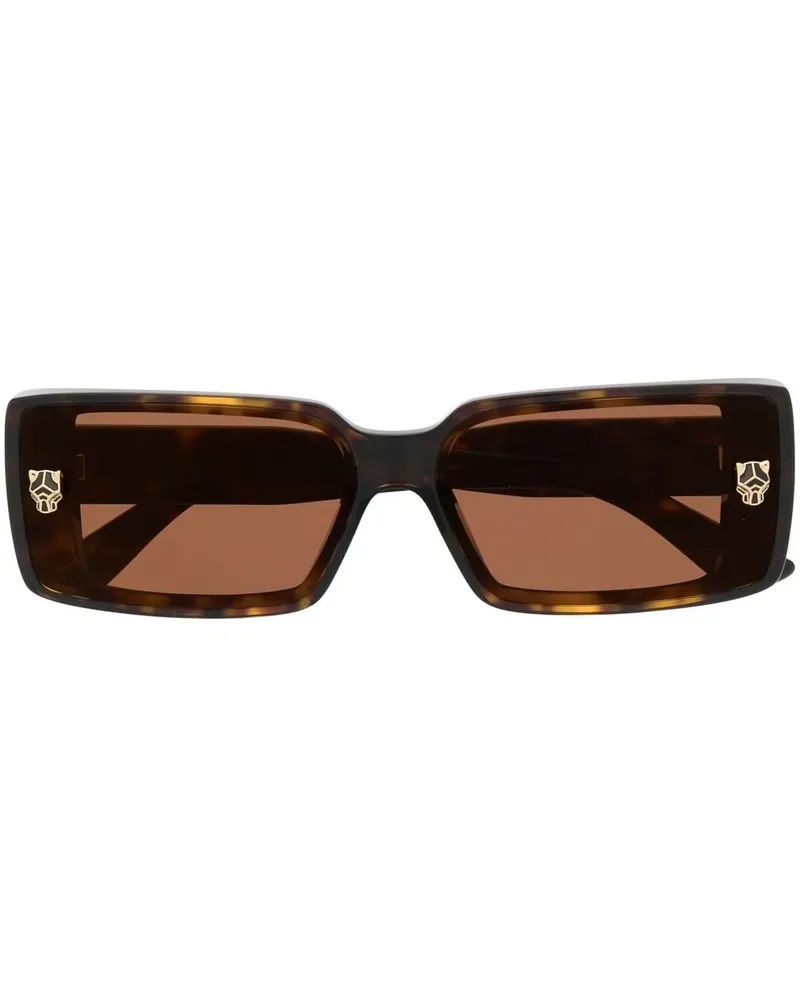 Cartier Sonnenbrille mit eckigem Gestell - Braun Braun