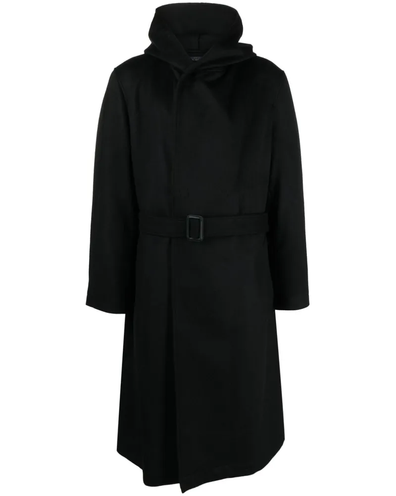 Yohji Yamamoto Doppelreihiger Mantel mit Gürtel - Schwarz Schwarz
