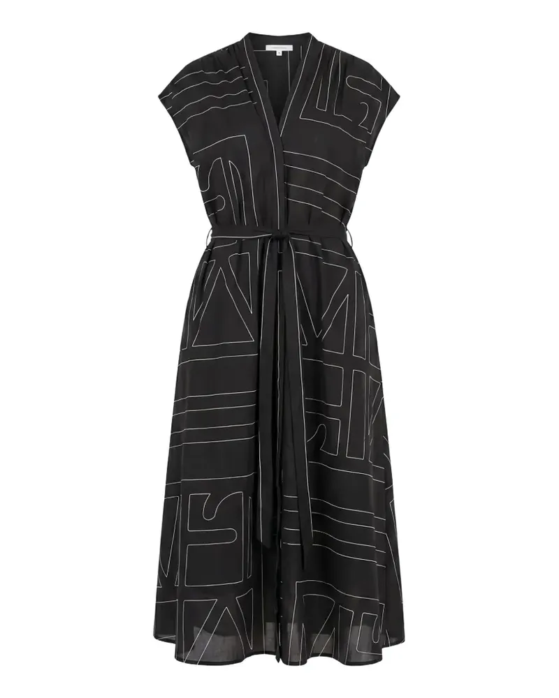 MEIMEIJ geometric-print belted midi dress - Schwarz Schwarz