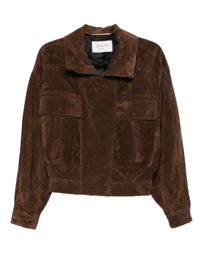 Saint Laurent zipa-fastening suede jacket - Braun Braun