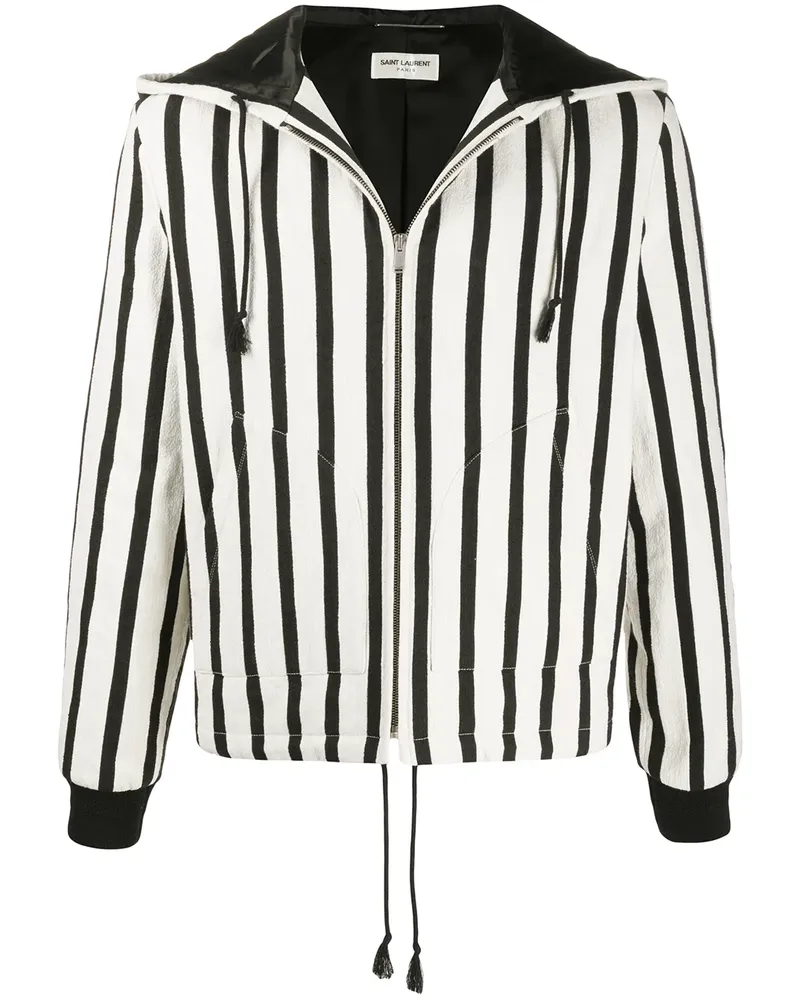 Saint Laurent Gestreifter Kapuzenpullover - Weiß Weiß