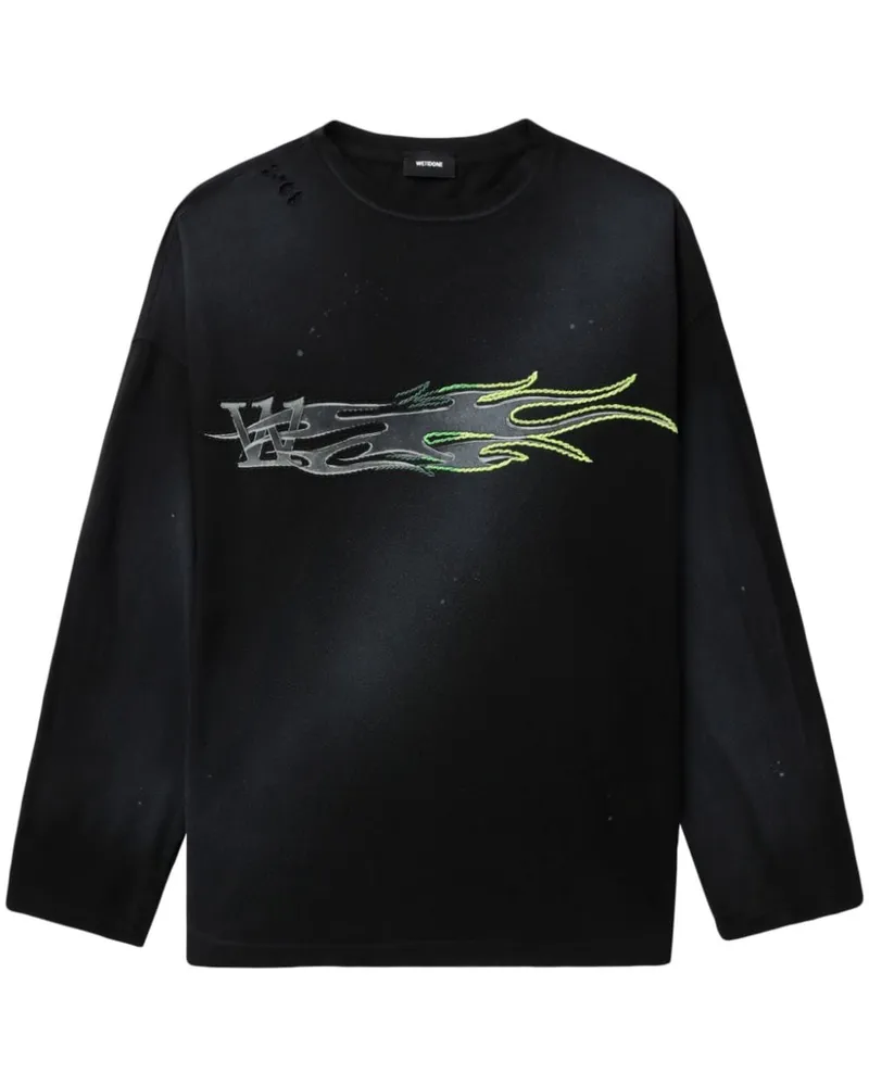 WE 11 DONE Sweatshirt mit Stickerei Black