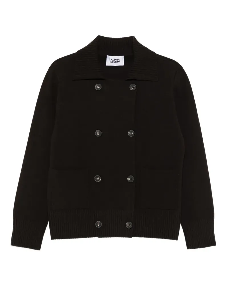 Alpha Studio double-breasted patch-pocket cardigan - Schwarz Schwarz