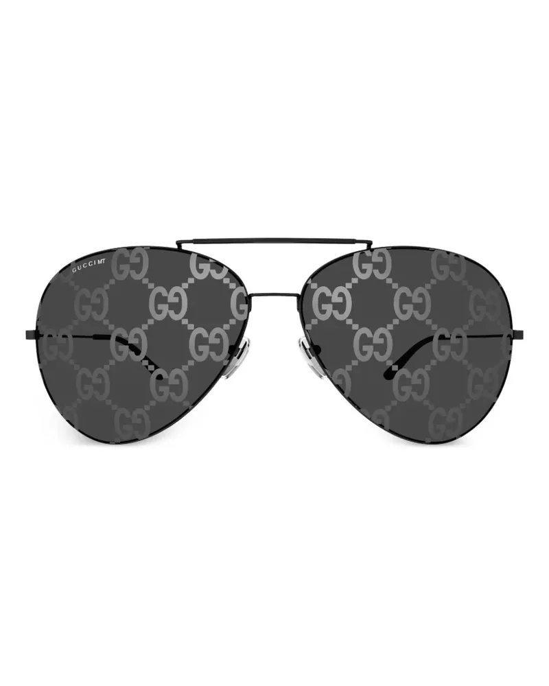 Gucci GG-monogram pilot sunglasses - Schwarz Schwarz