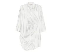 Drapiertes Hemd mit Knöpfen - Weiß