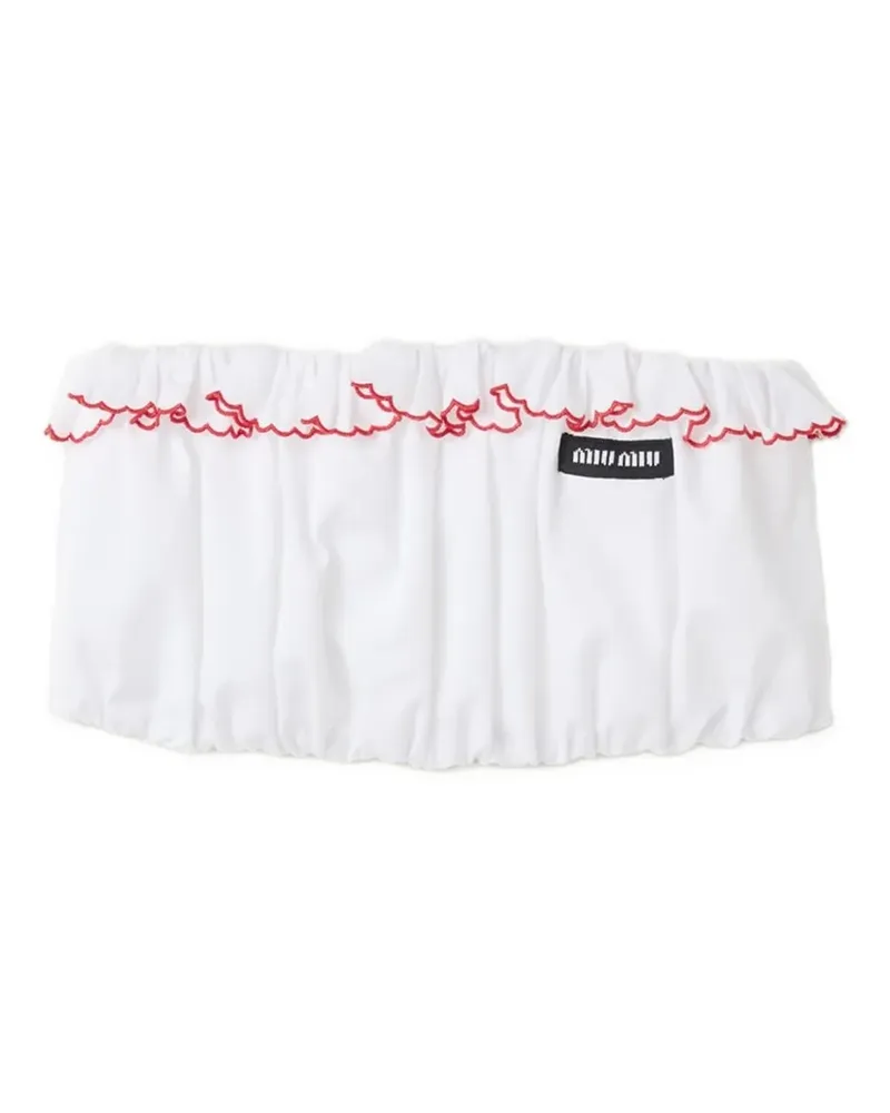 Miu Miu embroidered poplin bandeau top - Weiß Weiß