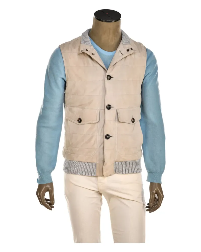 Kiton Gesteppte Gauro Weste aus Lammleder - Nude Nude