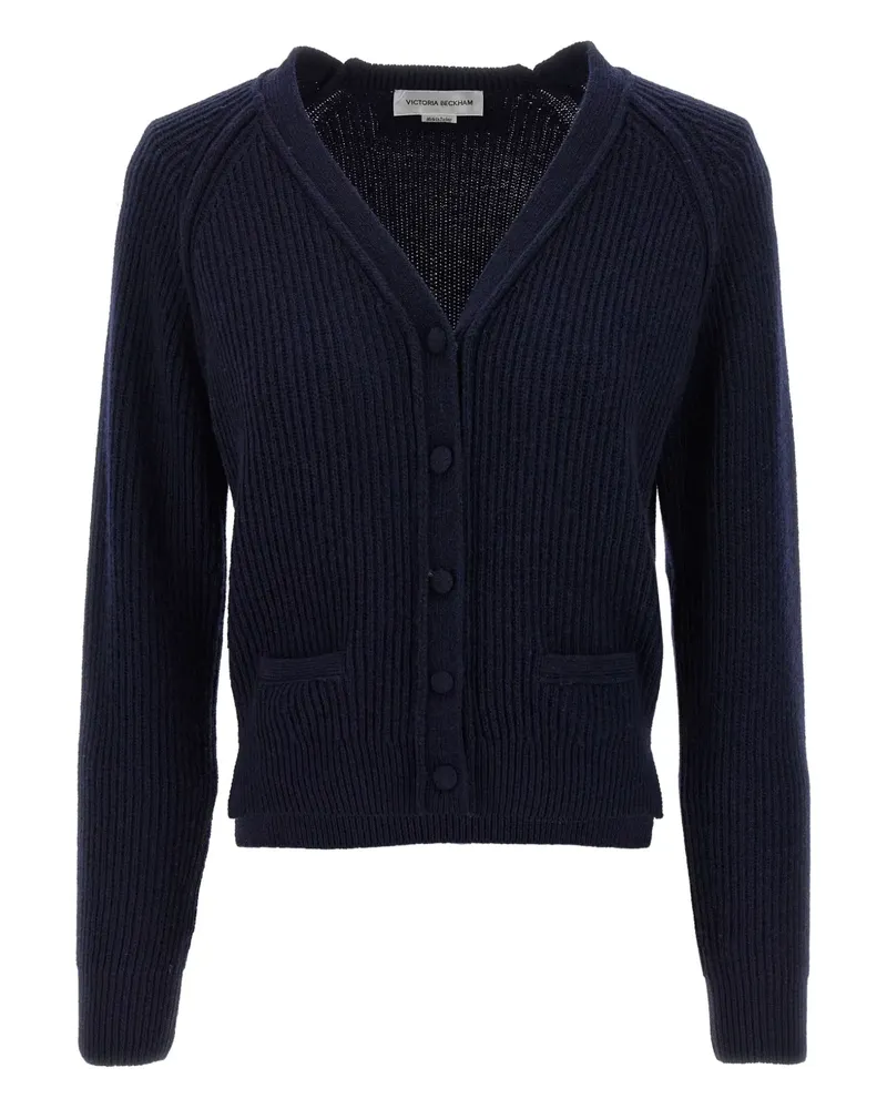 Victoria Beckham Gerippter Cardigan mit gestuftem Saum - Blau Blau