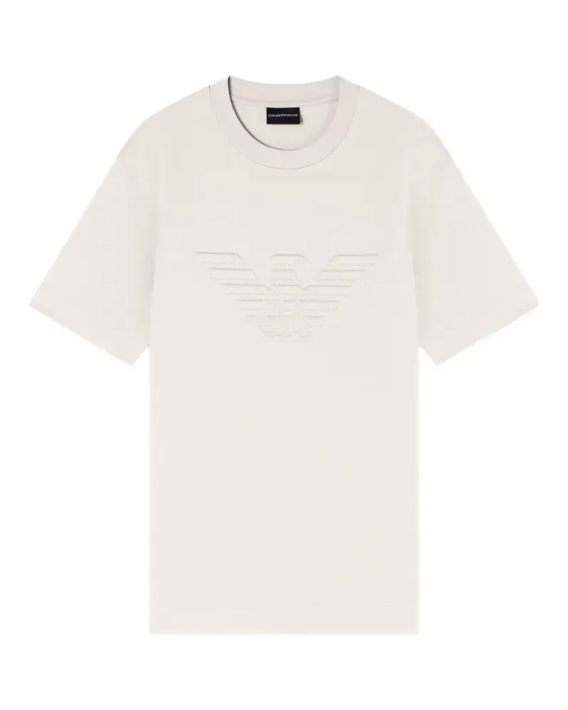 Emporio Armani Rundhals-T-Shirt mit Logo-Prägung - Nude Nude