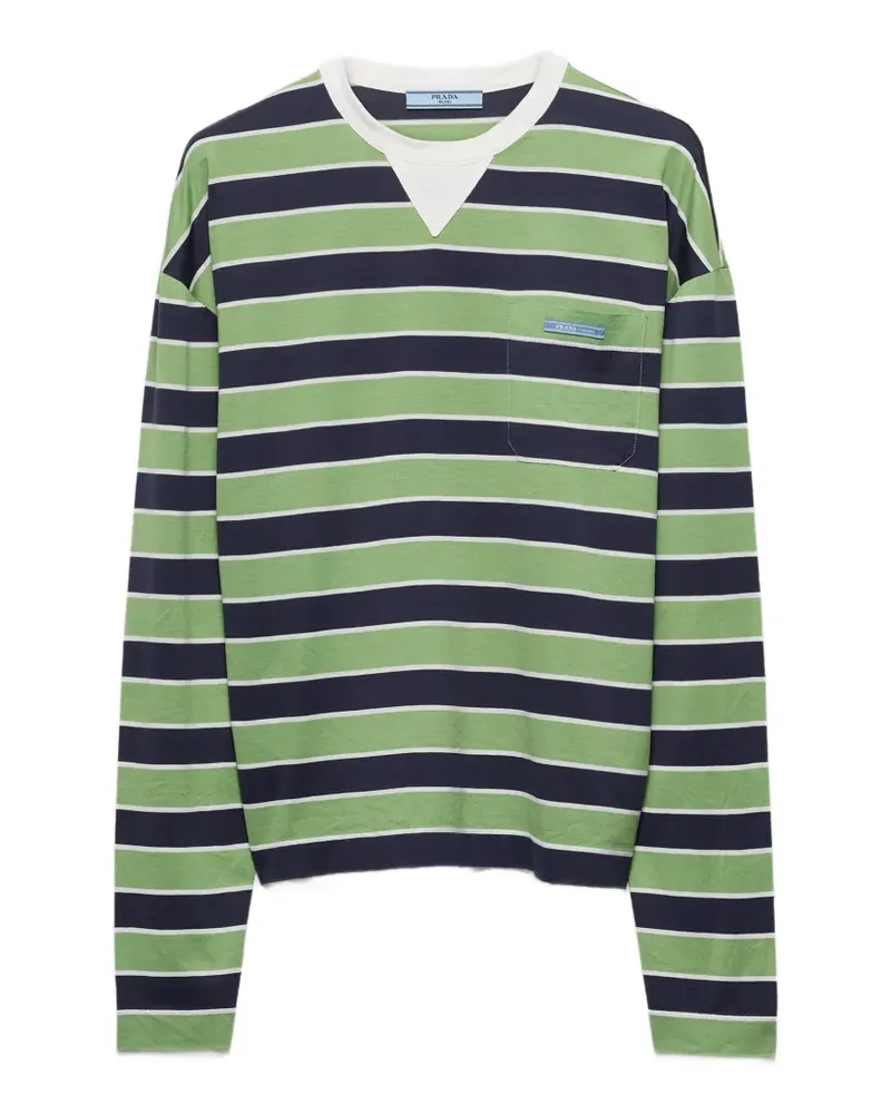 Prada Gestreiftes Langarmshirt - Grün Grün