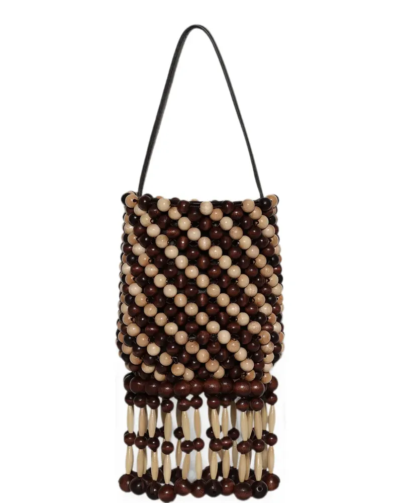 Paco Rabanne beaded-fringe bucket bag - Braun Braun