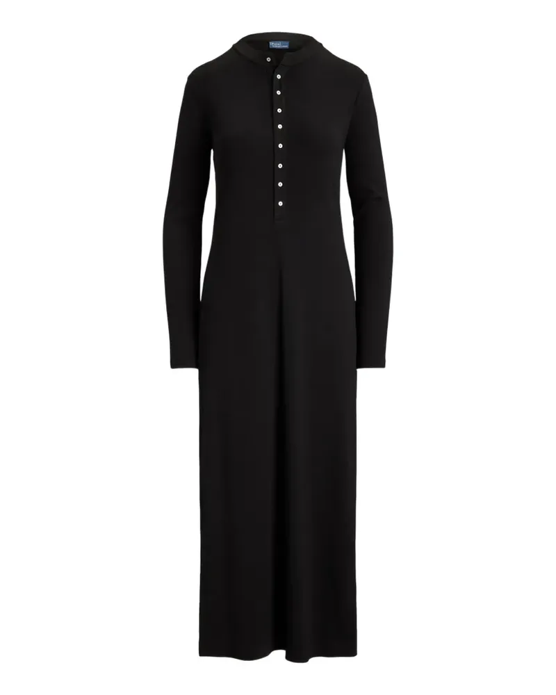 Ralph Lauren Henley-Midikleid mit langen Ärmeln - Schwarz Schwarz