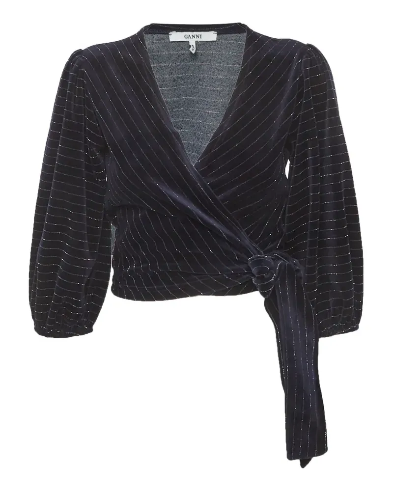 Ganni striped wrap top - Blau Blau