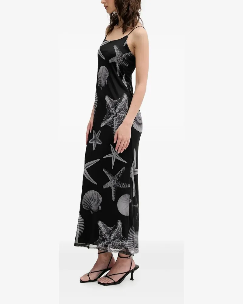 Never Fully Dressed Camisole-Midikleid mit Meerestiere-Print - Schwarz Schwarz
