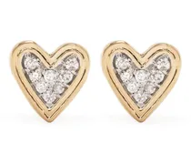 14kt Peace Heart Gelbgoldohrring mit Diamanten