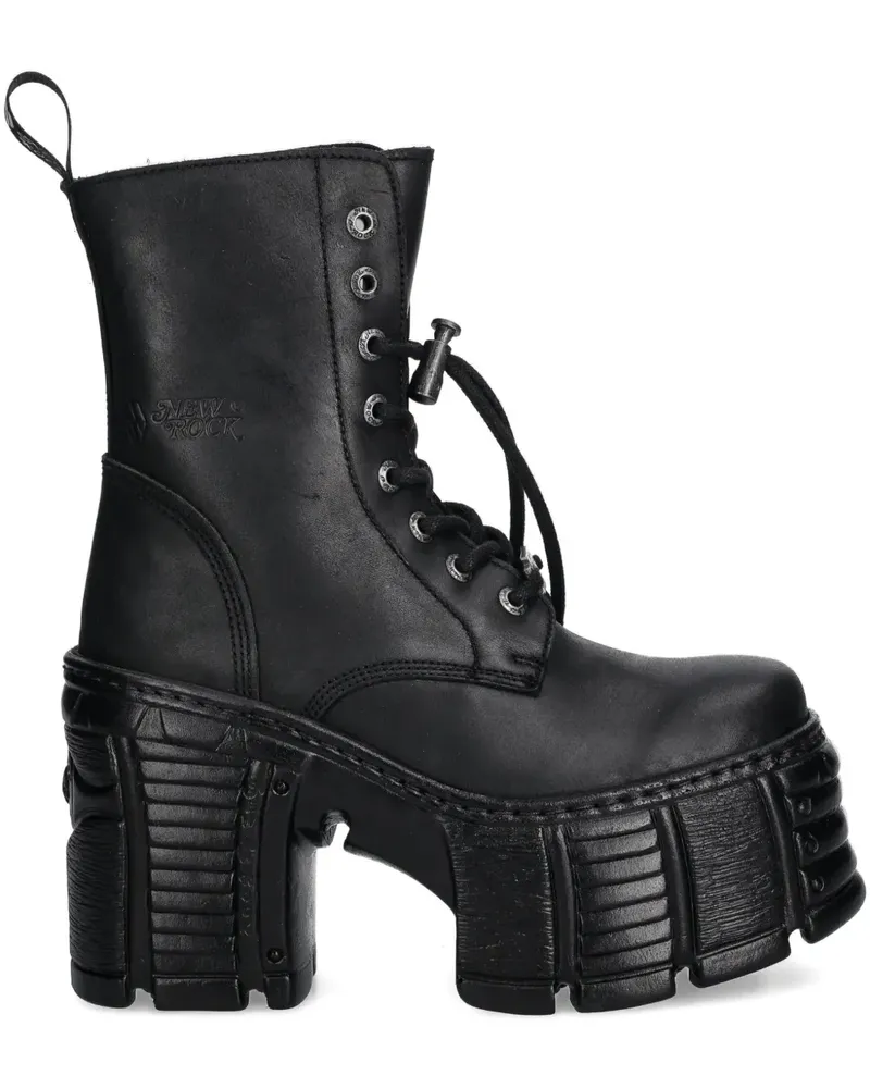 New Rock Plateau-Schnürstiefel 120mm - Schwarz Schwarz