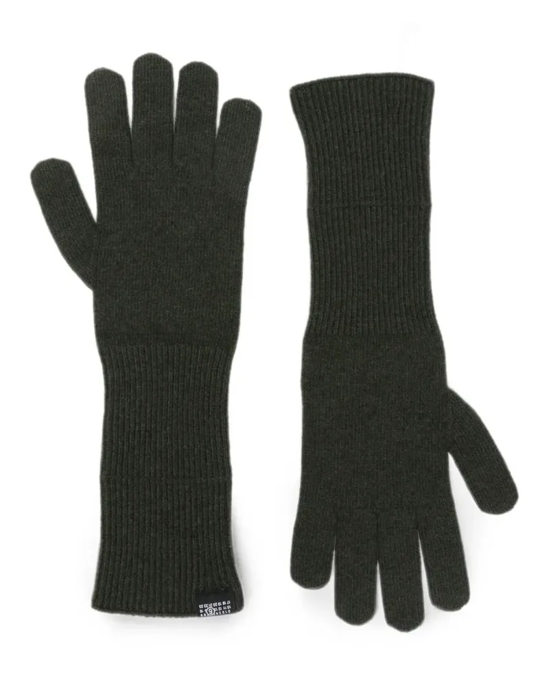 Maison Margiela ribbed-knit wool-blend gloves - Grün Grün