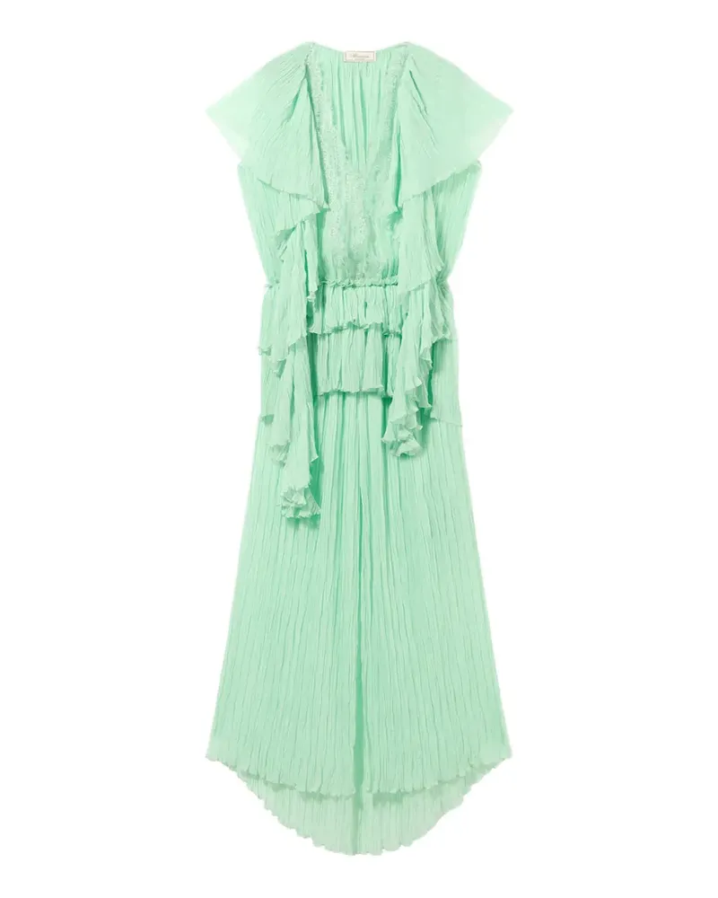 Blumarine ruffled pleated dress - Grün Grün