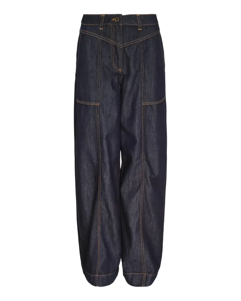 Self-Portrait contrast-stitch jeans - Blau Blau