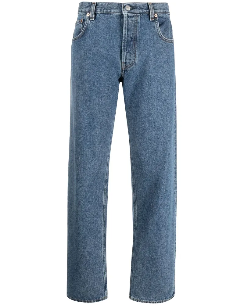 SPORTY & RICH Straight-Leg-Jeans mit Logo-Patch - Blau Blau